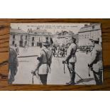 French WWI RP Postcard of General Salueert watching the Parade of a French Regiment on their way