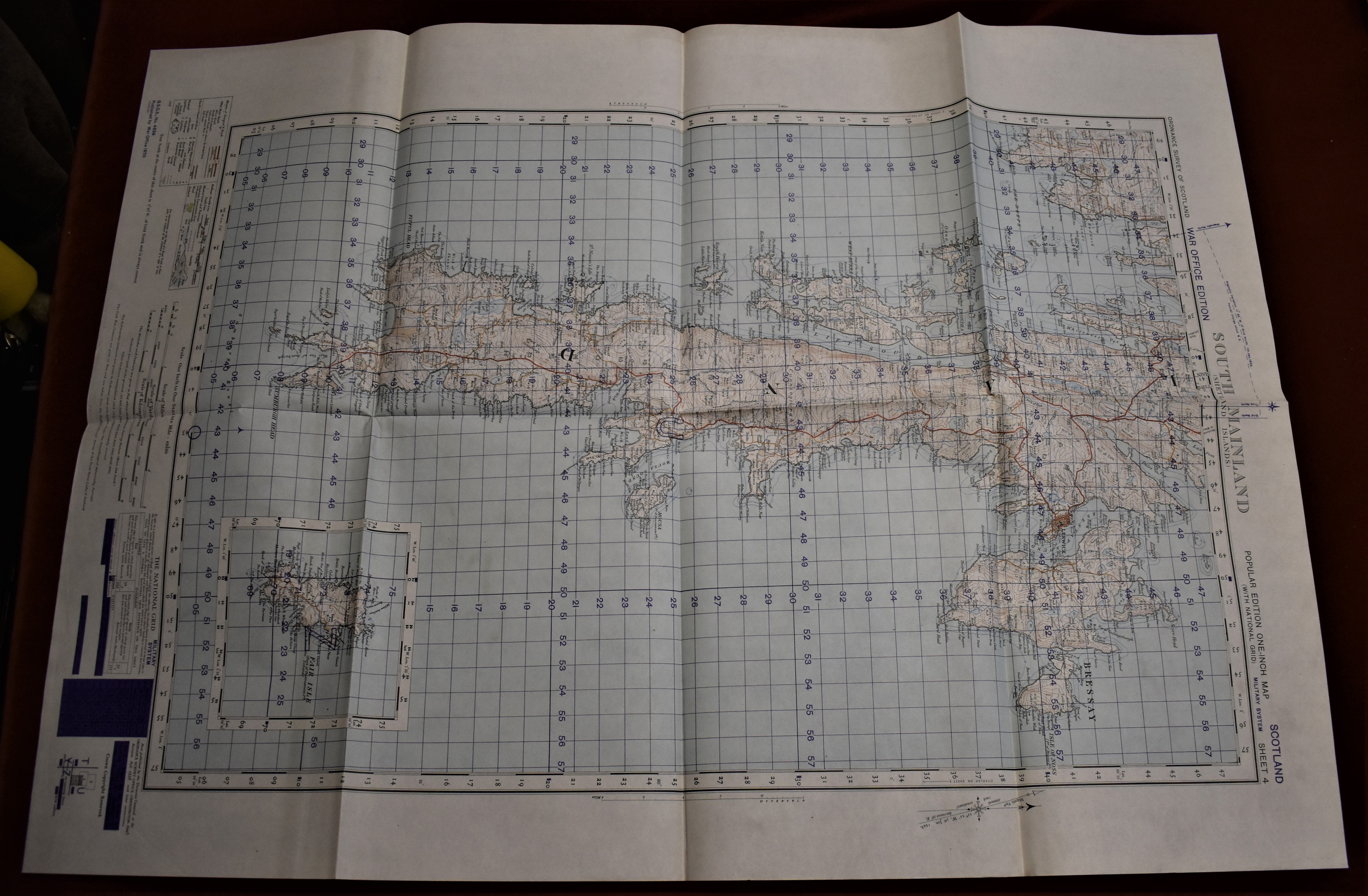 Scotland War office Edition - ordnance Survey - sheet 4, south mainland (Shetland Islands) folded,