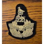 Rhodesian Air Force Marshals Officers Peaked Cap Cloth Patch, Gold Braid on black cloth.