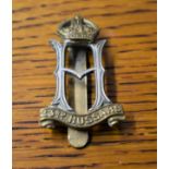 23rd Hussars WWII Cap Badge (Bi-metal), slider. K&K: 1913