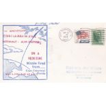 Rocket Mail 1968 S.G. 1206 1c definitive and S.G. 1211 5c flag definitive on commemorative env 7th