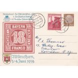 Germany 1939 - Munich stamp exhibition, 3pf stationery and used to London