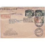 Russia 1936-Envelope posted registered airmail to New York cancelled 22.10.1936 Moscow 5 on SG547