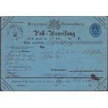 German States - Braunschweig 1865 Post Office money transfer form cancelled 27/10/1865 Helmstedt,