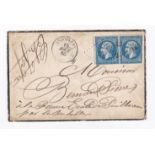 France 1860 Mourning envelope posted to La Rochelle cancelled 12/8/1860 Angouleme and with diamond