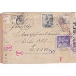 Spain 1941 Env posted to Essen cancelled 22/8/1941 on 2x S.G. 773A definitive S.G. 963 20c and S.