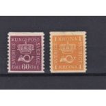 Sweden 1920 definitives S.G. 108A m/m 60ore and S.G. 113A m/m 1k. Cat value £30+