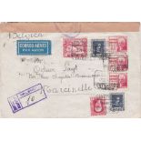 Spanish Civil War 1937 envelope posted registered Airmail to Belgium cancelled 30/1/1937 Valencia