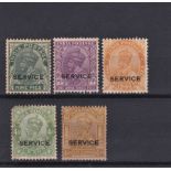 India 1932-1936 Official optd S.G. 0127-0128, 0131-0133 m/m. Cat value £41+