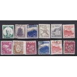 Japan 1946 definitives S.G. 426-434a m/m imperf set S.G. 428a, 431, 434a used. Cat value £228.45