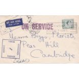 Australia 1962 envelope posted airmail to Cambridge cancelled 5/2/1962 with a Canberra machine