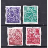 East Germany 1953 Five Year Plan S.G. E122, E124, E131, E133 u/m. Cat value £36