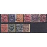 Germany 1920 official S.G. 0125, 0128-0136 fine used.