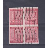 Germany 1945 Russian Zone Waist Saxony S.G. RD4 used 12pf block of 4. Machine cancel Michel 60