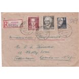 Germany 1949 Envelope posted registered to London cancelled 17/10/1949 Naumburg Saale on S.G. 833