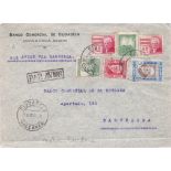 Spanish Civil War 1938 Commercial Env Posted Airmail to Barcelona via Marsella cancelled 19/3/1938