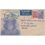 India 1952 Airmail - Indian Air Lines/Air India International 1/8/1953 envelope posted to London