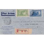 French Colonies Madagascar 1936 Airmail env registered Fianarantsoa to Paris - a very fine