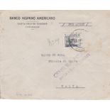 Spanish Civil War 1938 Commercial Env posted Air mail to Malta cancelled 28/1/1938 Santa Crus de