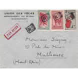 French Colonies Madagascar 1939 env Airmail Ampandranava to Germany, boxed 'BM' cancels.