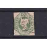 Great Britain 1847/1854, 1/- green, embossed SG 55, very fine used, small sized cut lower right. Cat