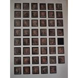 Great Britain 1841 - 1d red-brown, SG8 fine range of (46) with 1844 type cancellations, a good lot