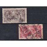 Great Britain 1918-19 2/6 SG 414 and 5/- rose-red SG 416 used Cat £180+