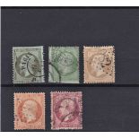 France 1862 definitives S.G. 87, 89, 91, 97, 98 Fine used. Cat value £128.25