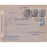 Spain 1940 Commercial Env posted to Hamburg cancelled 13/11/1940 Tenerife Airmail on S.G. 937 70c