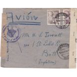 Spain 1944 Env posted Airmail to England cancelled 10/5/1944 Pontevedra on S.G. 976 28TA and S.G.