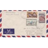 French New Caledonia 1977 airmail Env with 1959 adhesives used Papua-New Guinea Port Moresby to