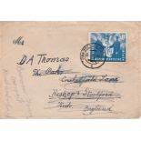 East Germany 1951 Envelope posted to Bishop's Stortford and redirected to Northumberland Cancelled