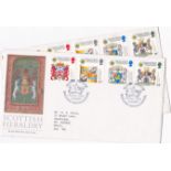 Great Britain FDC's 1987 21 July) Scottish Heraldry Royal Mail FDC's - Crathes Castle and Isle of