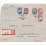 Russia P.O's in the Turkish Empire Jaffa 1910 envelope front posted registered to Budapest cancelled