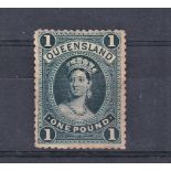 Australia (Queensland)1886 £1 deep green, thick paper m/mint, SG 161, fresh colour, gun evenly