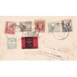 Spanish Civil War 1937 envelope posted to London cancelled 2/7/1937 Burgos on S.G. 770 1c, S.G. 771A