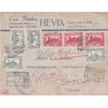 Spain 1941 Commercial Envelope posted to Holland cancelled 3/10/1941 Spanish state stamps 4x Scott