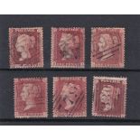 Great Britain 1855 - Penny red, SG29 fine used 1d x 6 - cat value £22 each