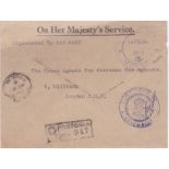 Seychelles 1963-O.H.S.S Official envelope registered (Victoria) by Air Mail. Victoria date stamp,