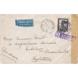 Spanish Civil War 1937 envelope posted Airmail to Manchester cancelled 1/6/1937 Madrid Branch office