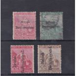 Bechuanaland 1885-87 definitives optd S.G. 5 used 1d, S.G. 8 used 1s and 1891 definitives optd S.