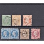 France 1862 definitives S.G. 89, 91, 97 used and 1863 definitives S.G. 115a used pair, S.G. 116, 122