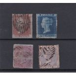 Great Britain 1854-57 - Definitive's SG17 used 1d,SG19 used 2d, SG66a used 4d, SG70 used 6d - cat