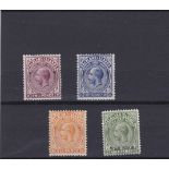 Falkland Islands 1912-20 definitive's S.G. 62-64 m/m and 1919 optd definitives - War Tax S.G. 70a