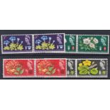 Great Britain 1964 Botanical Congress Phosphor set - l/m/mint pairs. Cat £60 - S.G 655p-658p