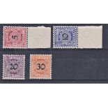 Germany 1911 - Wurttemberg revenue stamps u/m 4 value 5, 10, 20 and 30pf cross and ring water marks