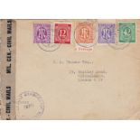 Germany 1946 Envelope posted to London cancelled 23/4/1946 Frankfurt on A.G. A10 3pf, A5 8pf and A15