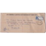 Sierra Leone 1963 - On Sierra Leone Government Service envelope, registered Freetown to Crown