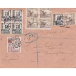 Spanish Civil War 1937 envelope posted registered to Birmingham cancelled 1/5/1937 Vigo registered