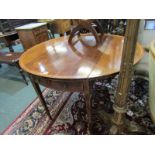 SHERATON PEMBROKE TABLE, cross banded oval topped twin drawer table on tapering square section legs